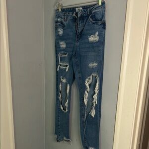 Refuge Blue Boyfriend Distressed Jeans